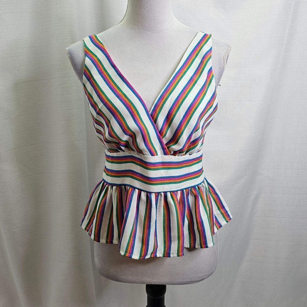 Gilli Multicolored Striped Backless Summer Top Size Small